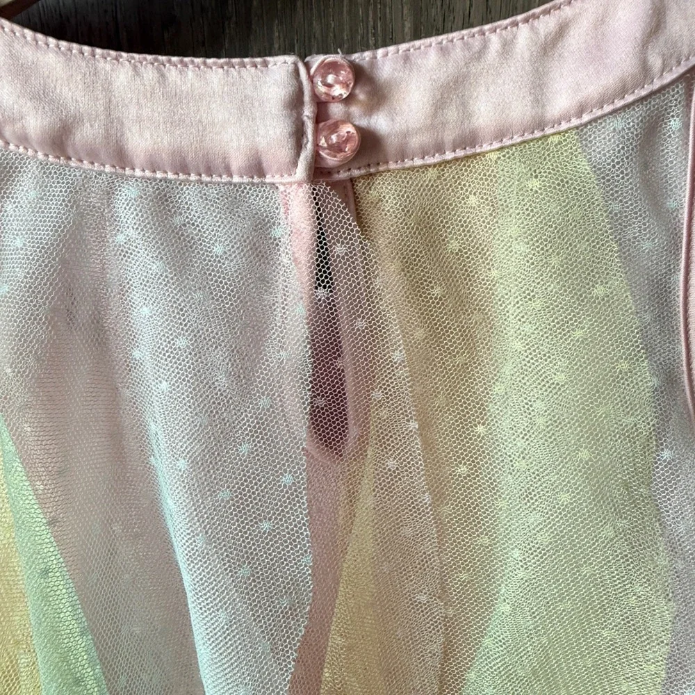 Tahari Tulle Ruffle Dress Girls Size 7 Pastel Rainbow Rhinestone Fairycore Party